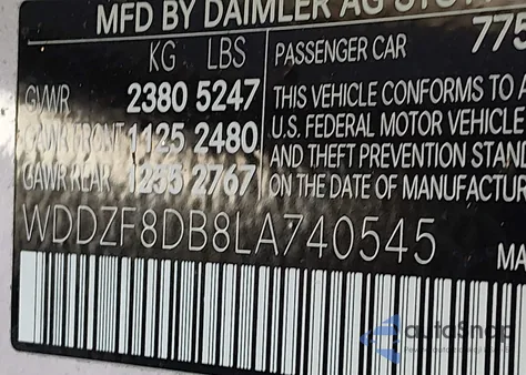 2020 Mercedes-Benz E 350 from USA, damaged, VIN WDDZF8DB8LA740545